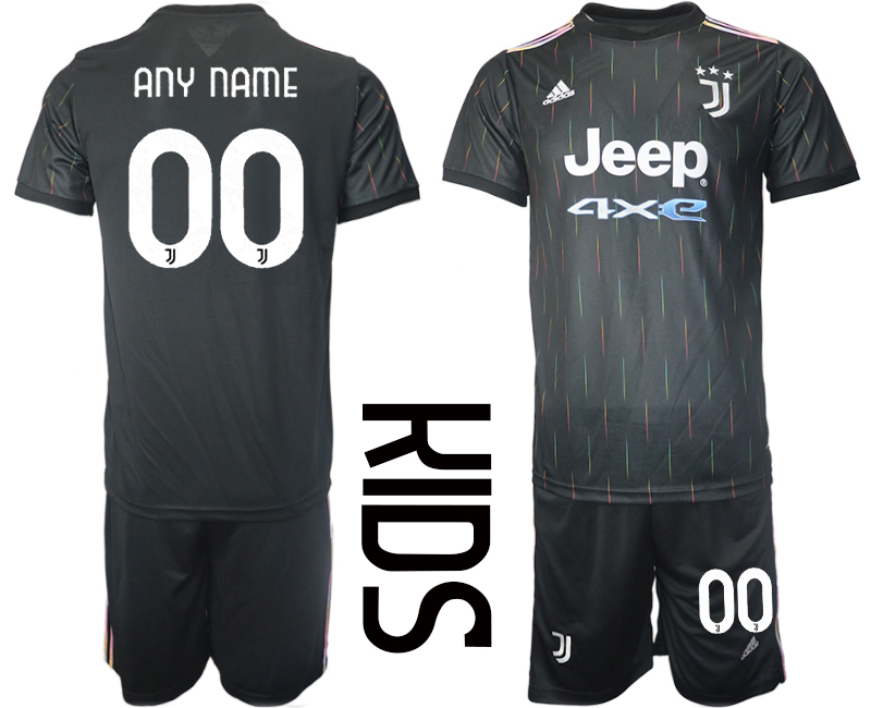Youth 2021-2022 Club Juventus away black customized Soccer Jersey